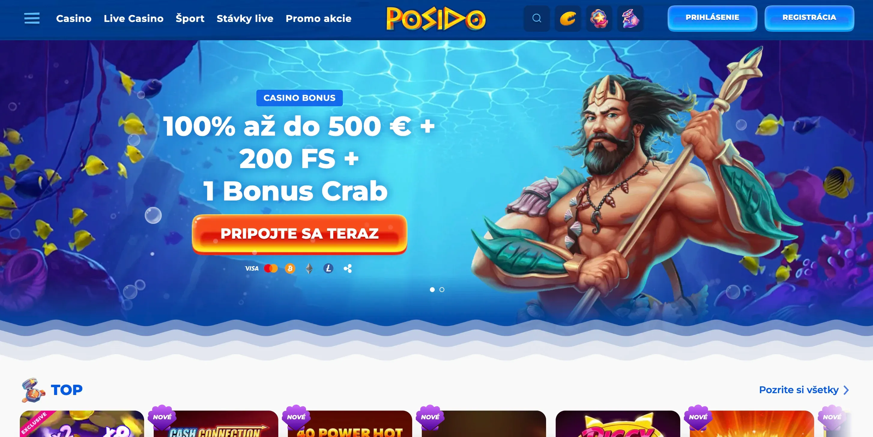 Domovská stránka Posido casino